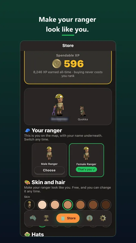 Your ranger, with free skin tones and hair colours.
